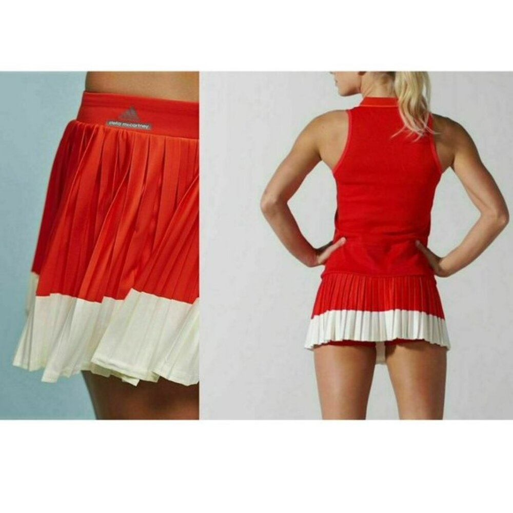 Nwt Adidas Stella McCartney OUTFIT SET: Tennis Skort Skirt + Polo Tank Top M - Picture 3 of 15